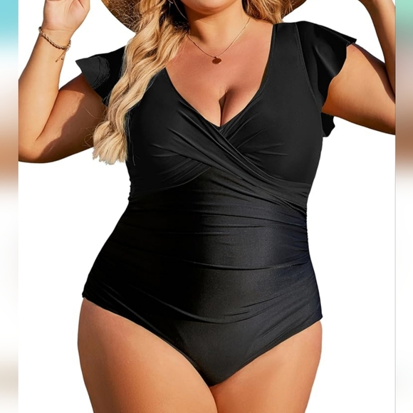 BLOOMING JELLY Ruffle Tummy Control Swimsuit - Picture 1 of 7